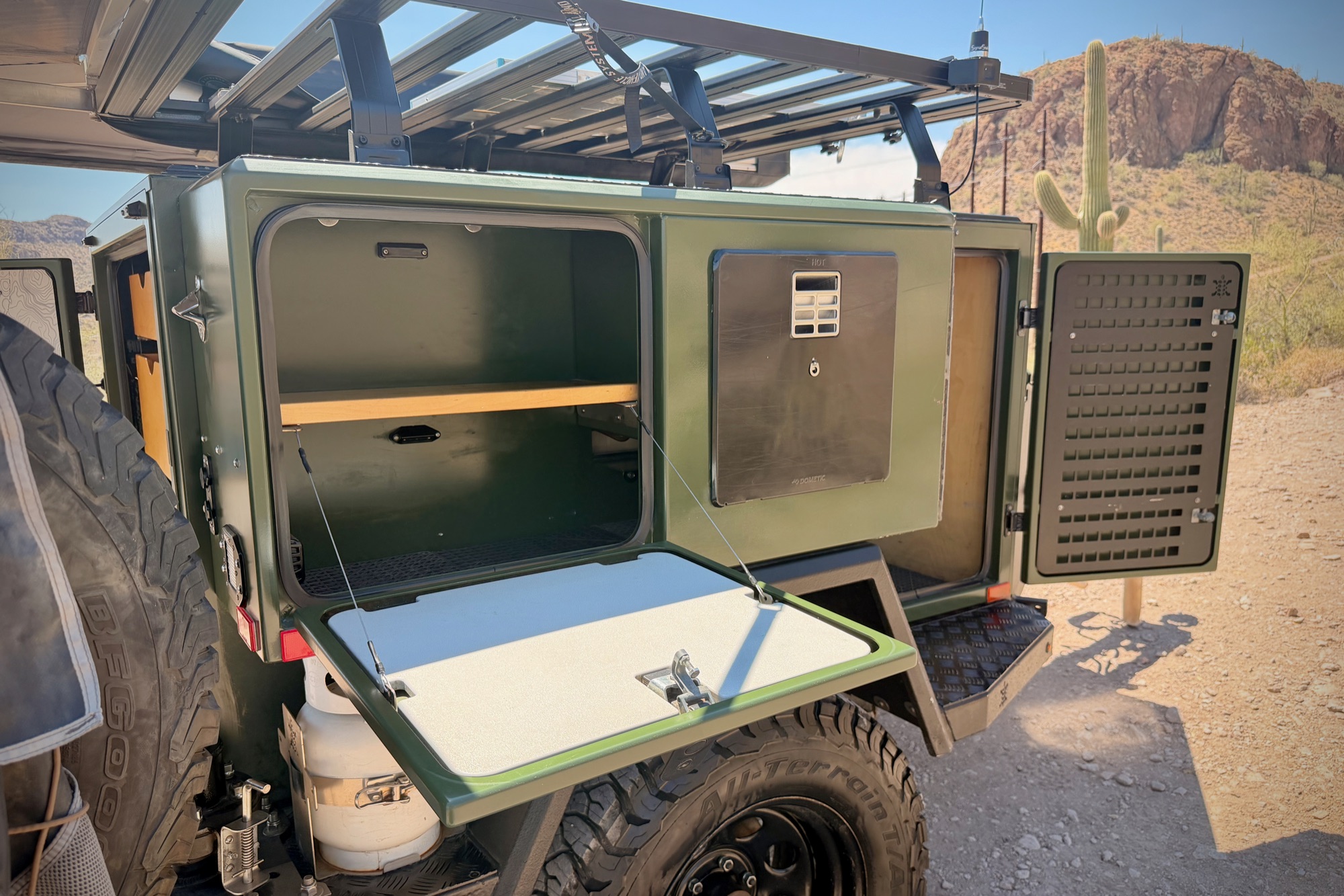 Passenger storage open with the drop-down table