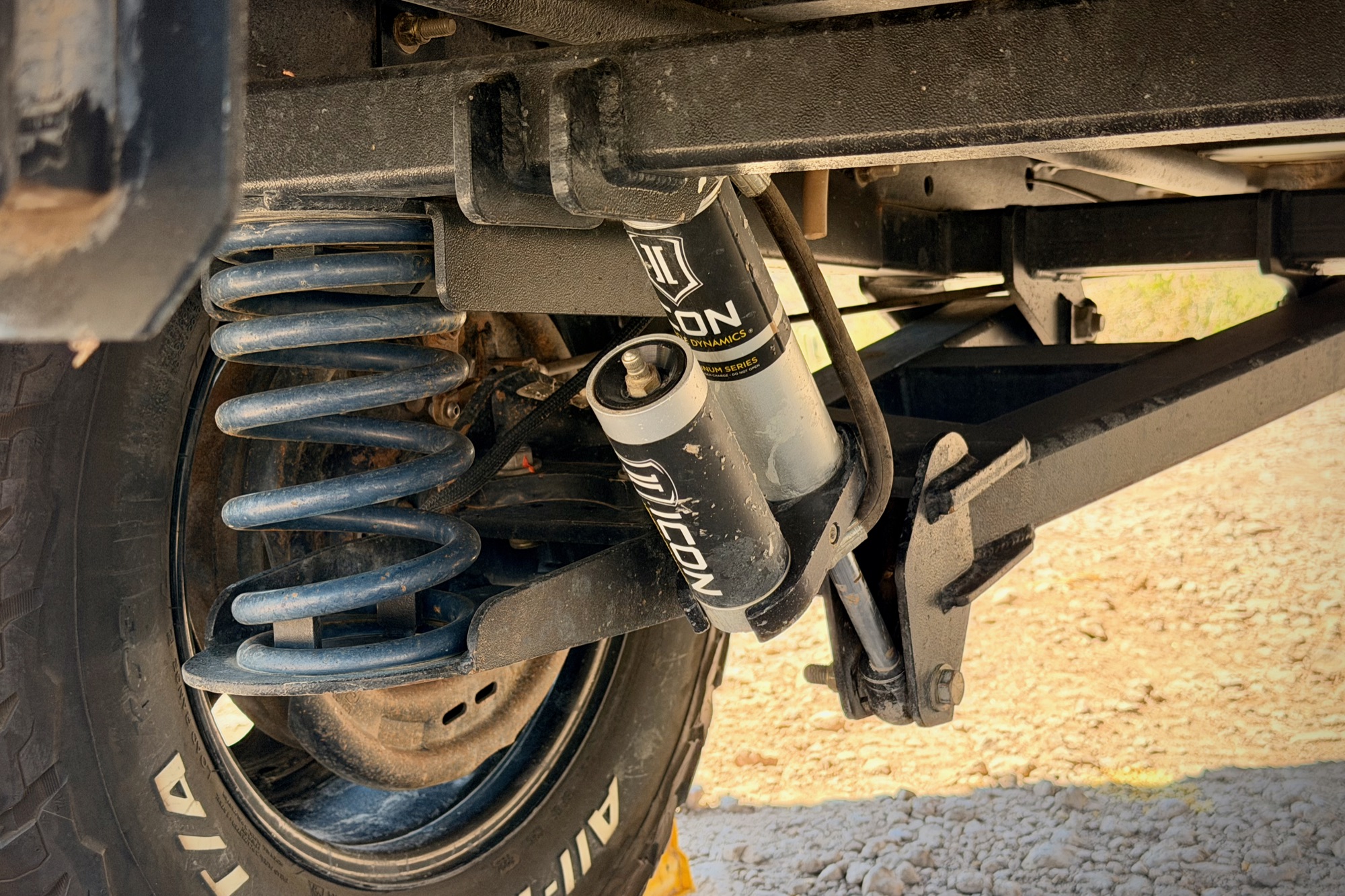 Coil spring and shock detail, opposite side